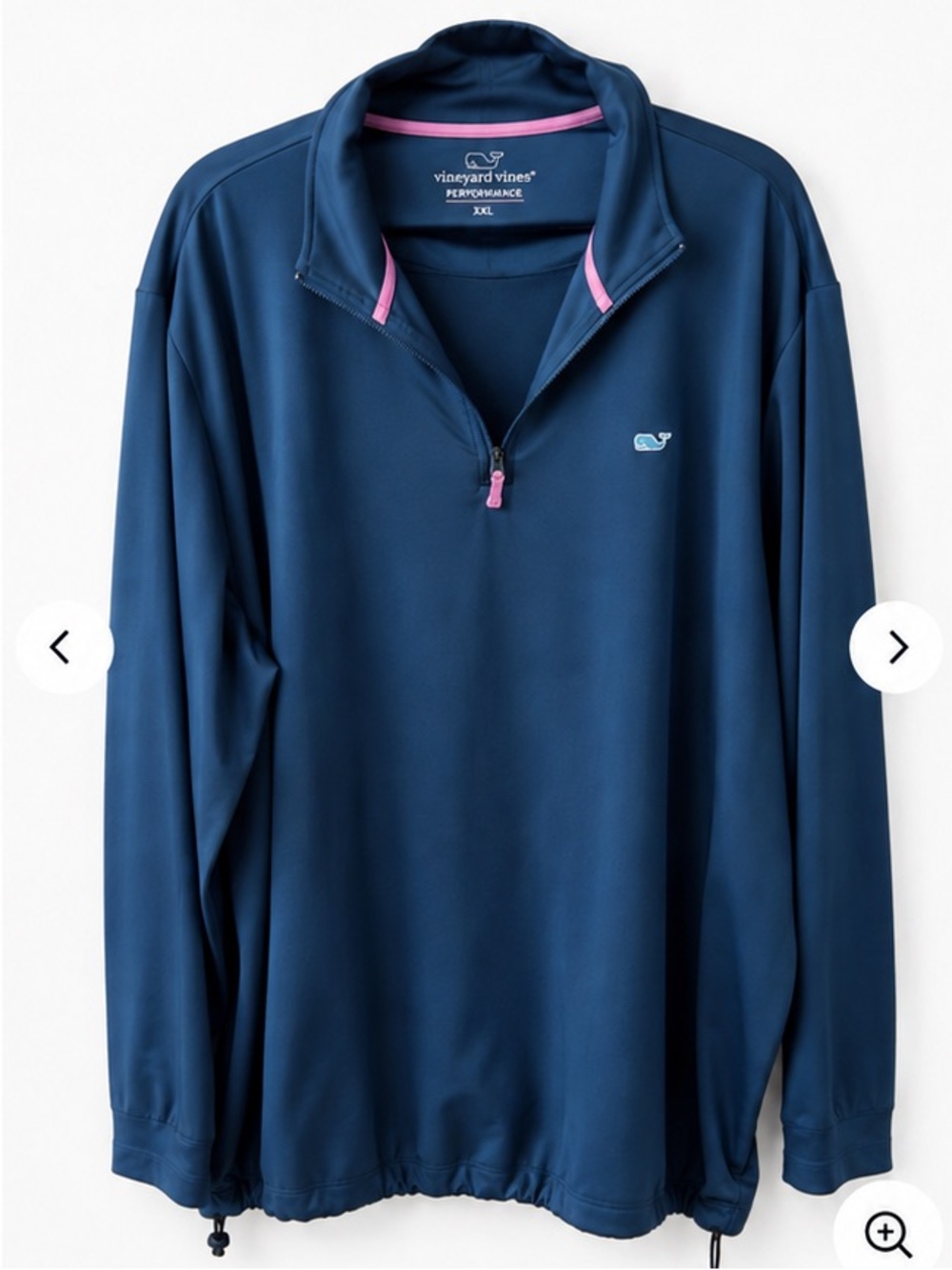 Vineyard Vines Navy Pullover with Pink Trim Quarter-Zip